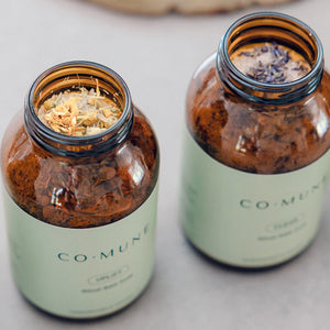 COMUNE Ritual Bath Soaks, Bath Salts, Uplift Blend - Calendula, Chamomile, Oatstraw, Clear Blend - Lavender, Rosemary, Mugwort